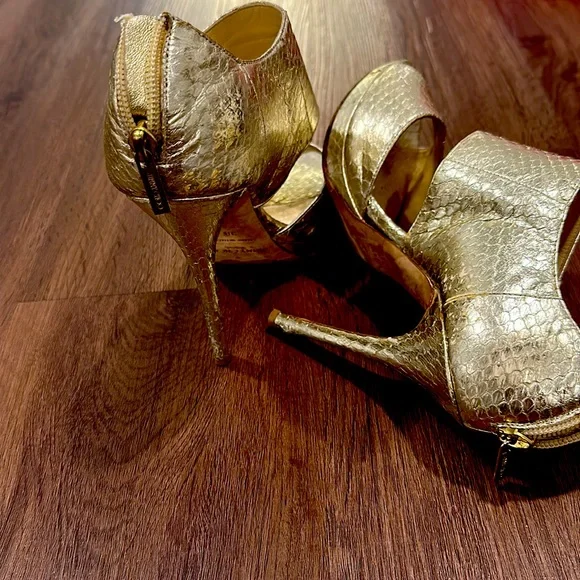 Jimmy Choo high heel size 38 metallic gold python shoes - Picture 3 of 4